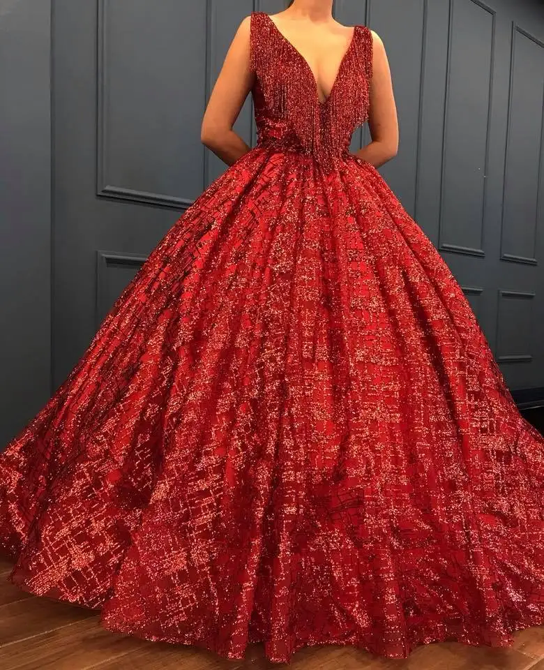 deep red gown