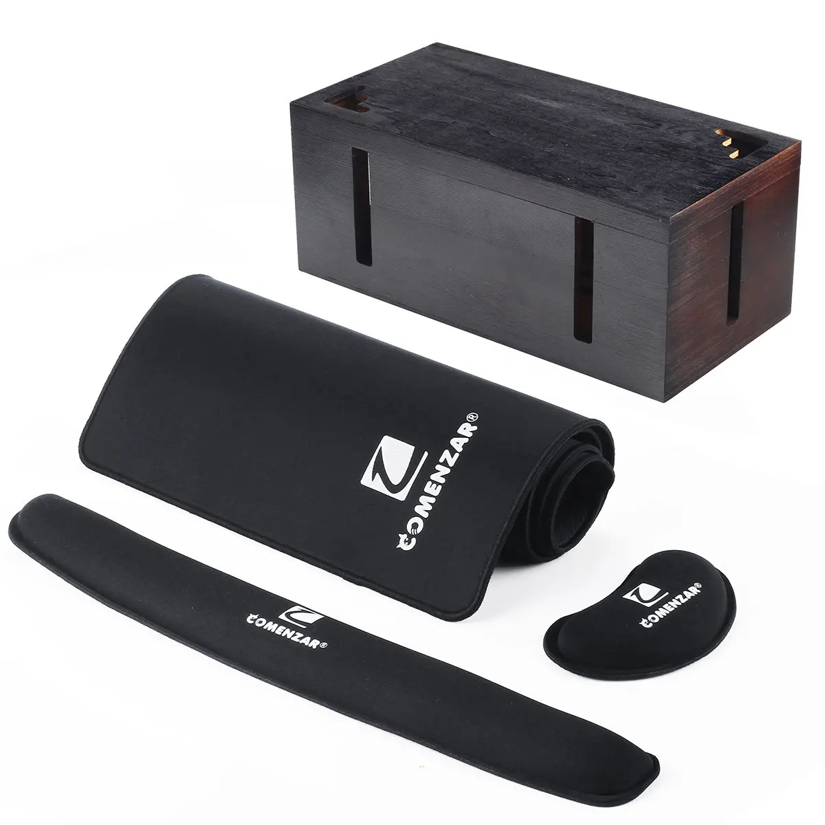 Cable Management Set (Pack of 4)-Cable Cord Storage Organizer Management box-Large Gaming Mouse Pad Mat Desk Pad -Keyboard Wrist Rest Pad-Mouse Wrist Pad For Computer Desk Accessories-Comenzar