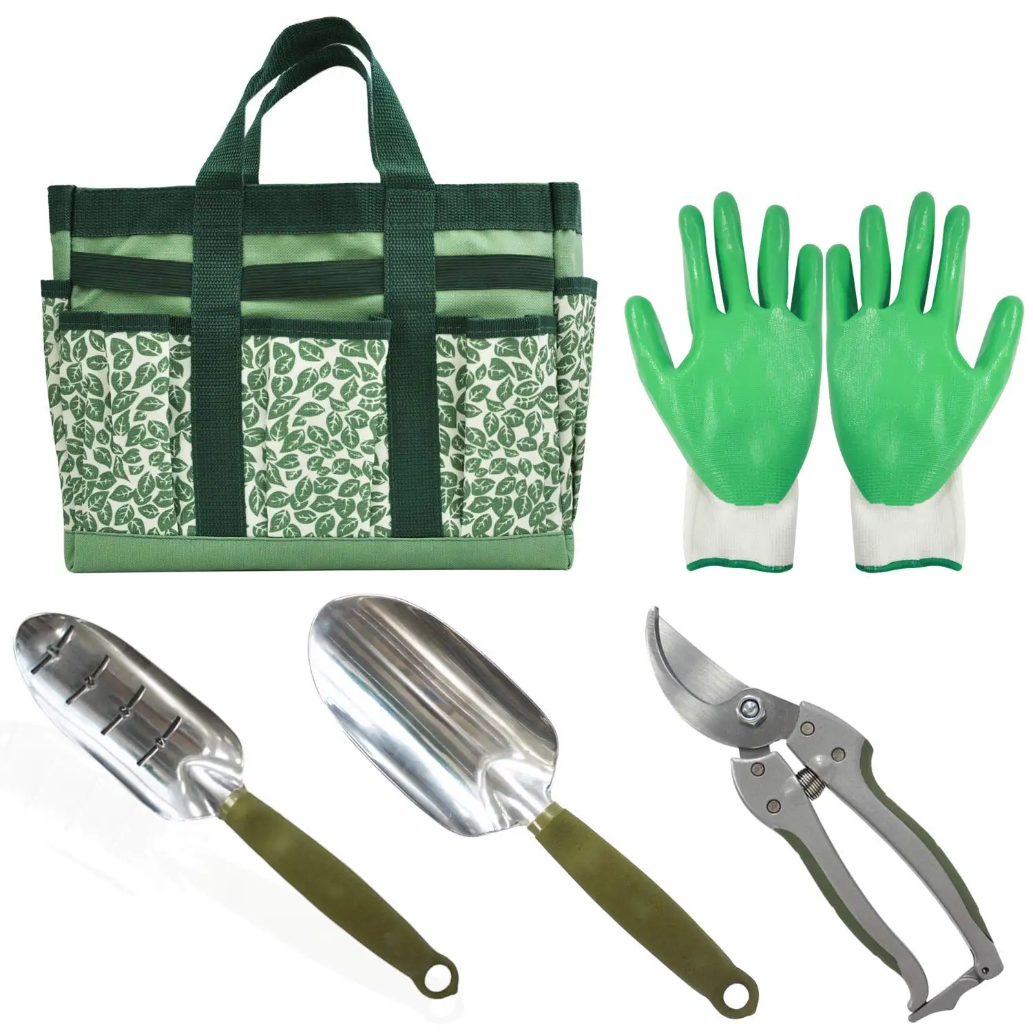 CERBIOR Garden Tool Set 5 Piece Heavy Duty Hand Tools with Garden Canvas Bag for Women/Men