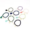 Natural stone crystal beaded tassel bracelet cowrie shell charm bracelet