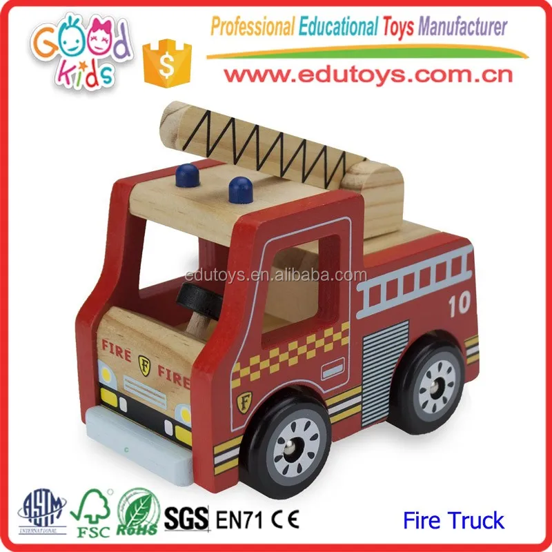 2017 Lovely Cartoon Fire Truck Toy For Kid,Red Color Mini Wooden Fire
