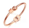 Ball With Cube Design Women's Open Bangle Rose Gold Plated High Polished Color Cuff Bracelet Jewelry Gift