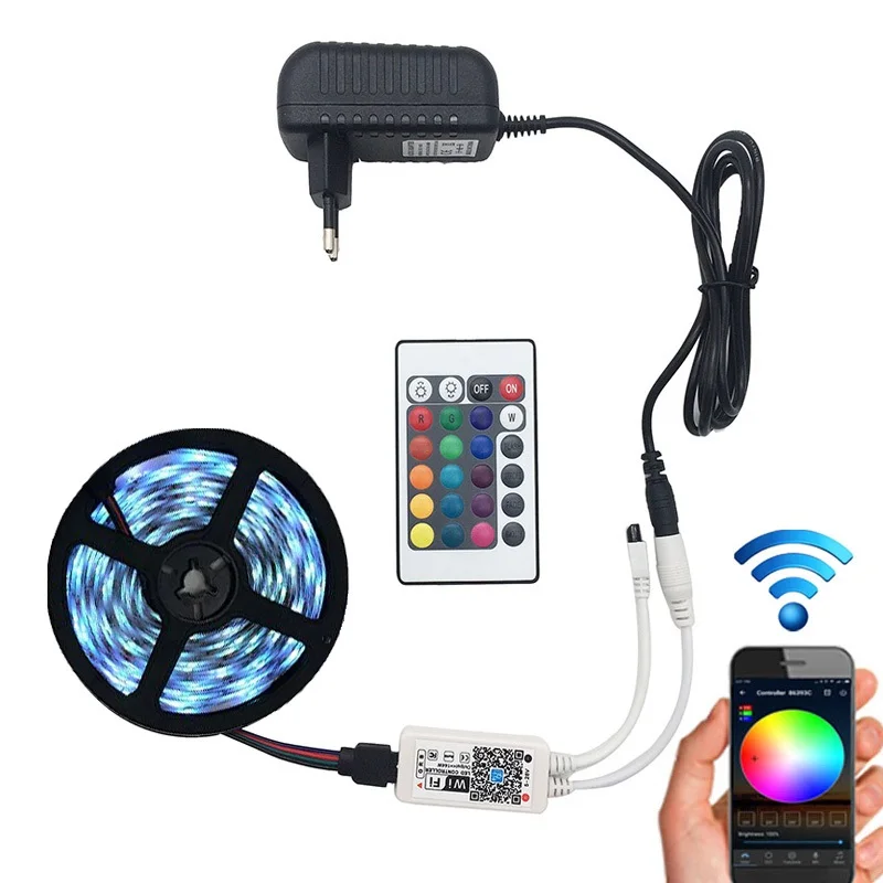 DC12V Waterproof 5050 RGB LED Light Strip 5M Roll WIFI Smart Magic Home APP Controller