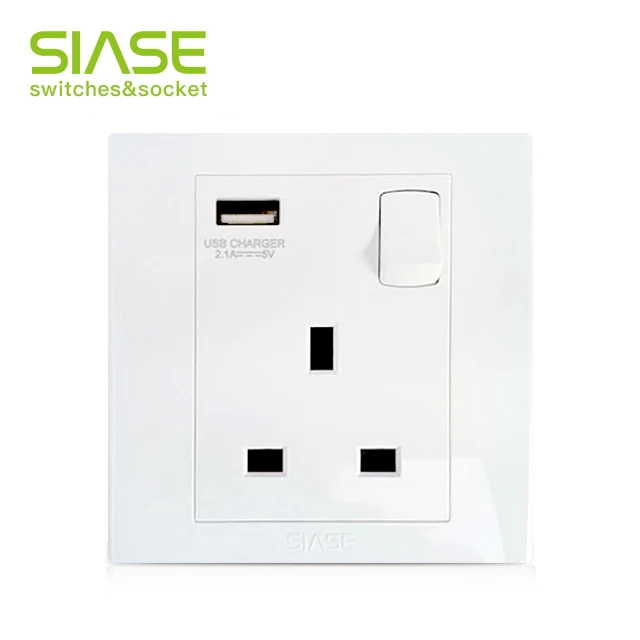 SIASE Safety 13A Wall Mount Socket USB