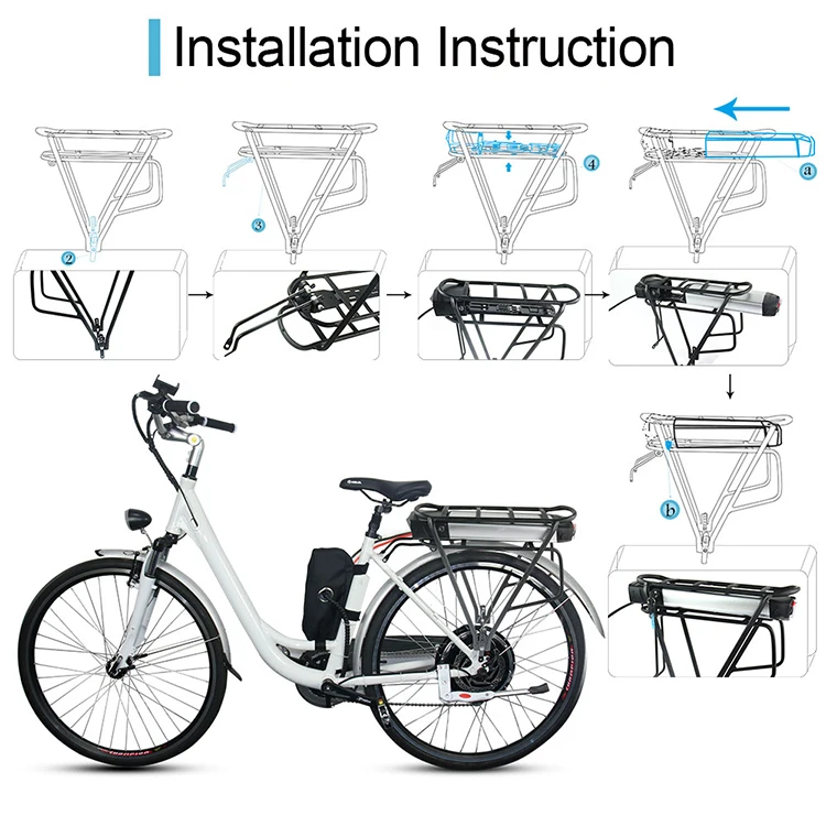 UPP brand Charging function rear rack style battery 36v 10ah Lithium ion electric bike battery