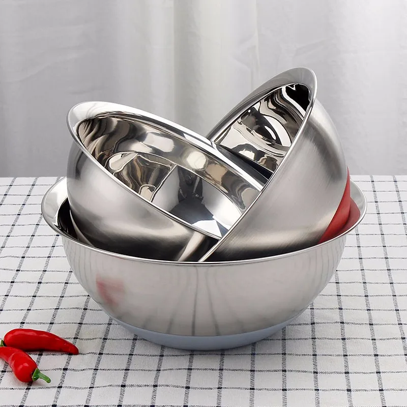 Stainless Steel Mixing Bowls 3 Piece Set With Non Skid Bottom Mixing