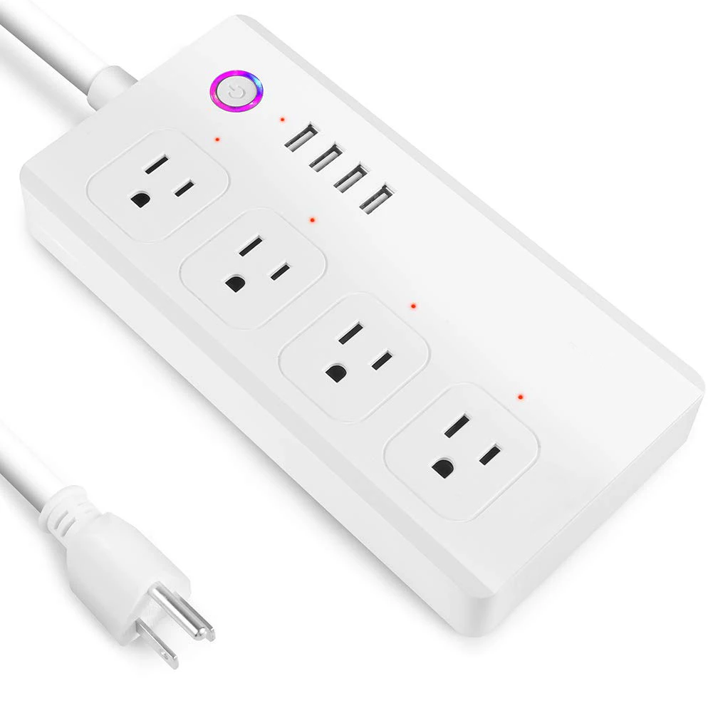 Us Standard Wifi Smart Power Strip 4 Outlets And 4 Usb Ports Compatible With Alexa And Google