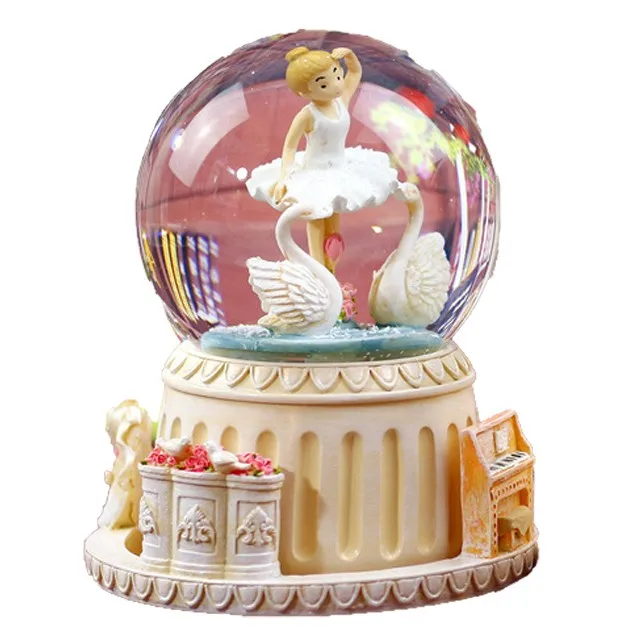 Wholesale High Quality Decorative Custom Swan Lake Resin Glass Snow