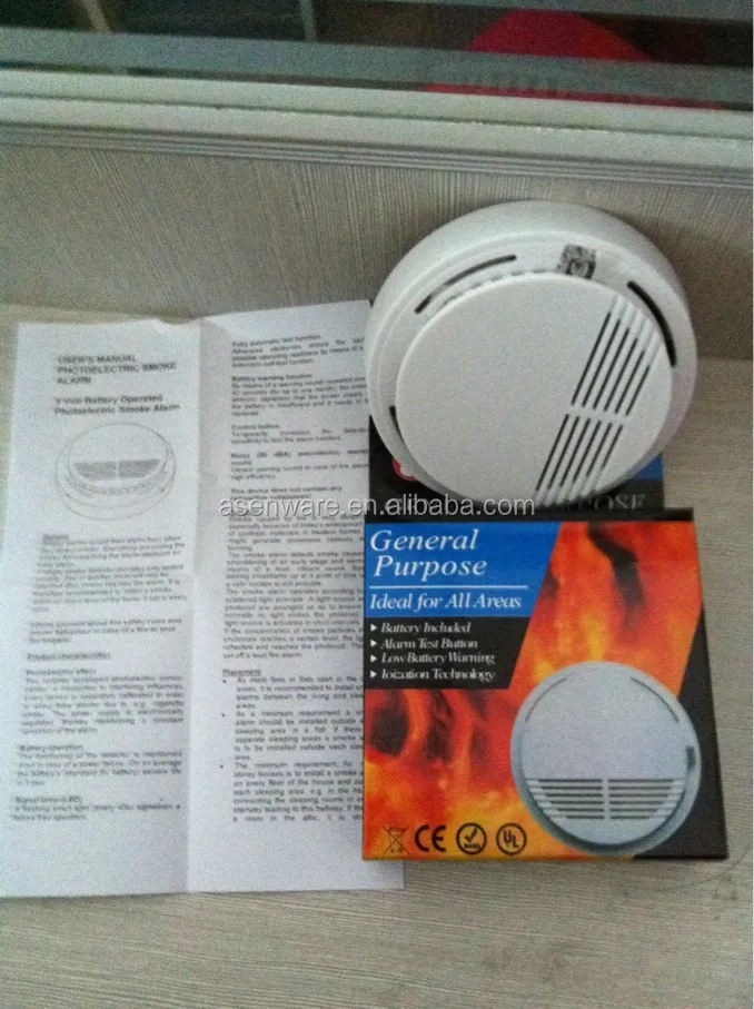 Wireless 9v Battery Operated Smoke Detector/Stand Alone Smoke Detector