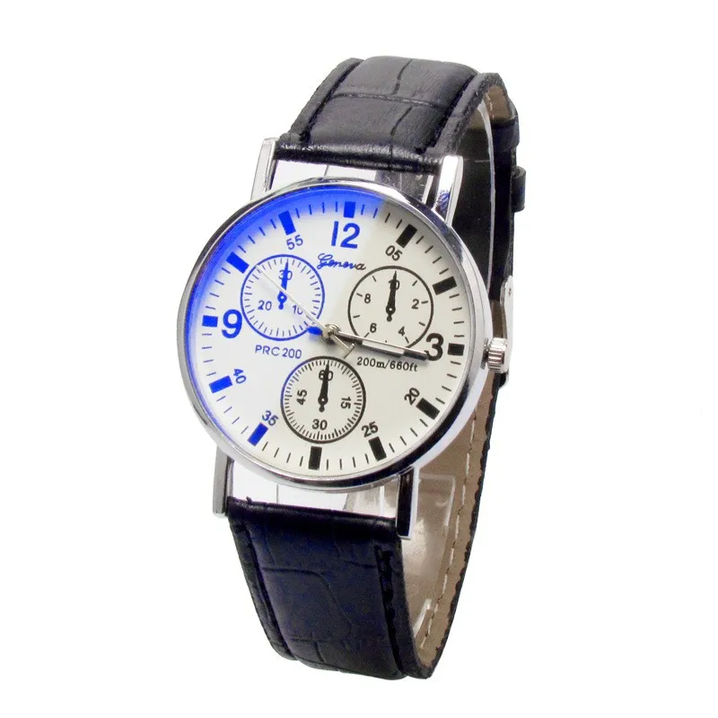 Geneva Brand New Blue Glass Watch Fashion Wristwatch Unisex Leather