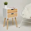 Modern Scandinavian New Retro Look White Wood Night Stand with 2 Drawers