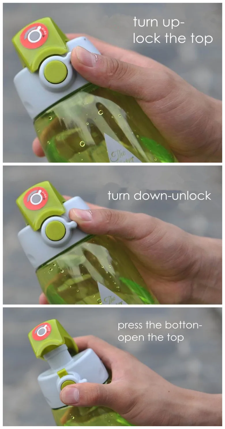 Leejo Flip Lock Lid And Unlock Lock Outdoor Sport Water Bottles In