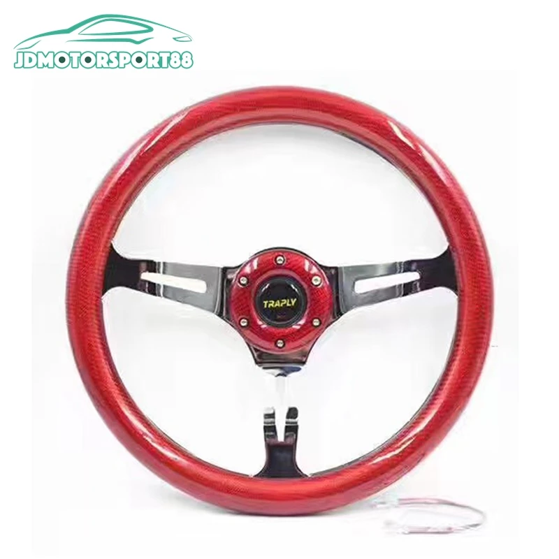 Jdmotorsport88 Red Carbon Fiber 14 Inch Classic Detachable Steering