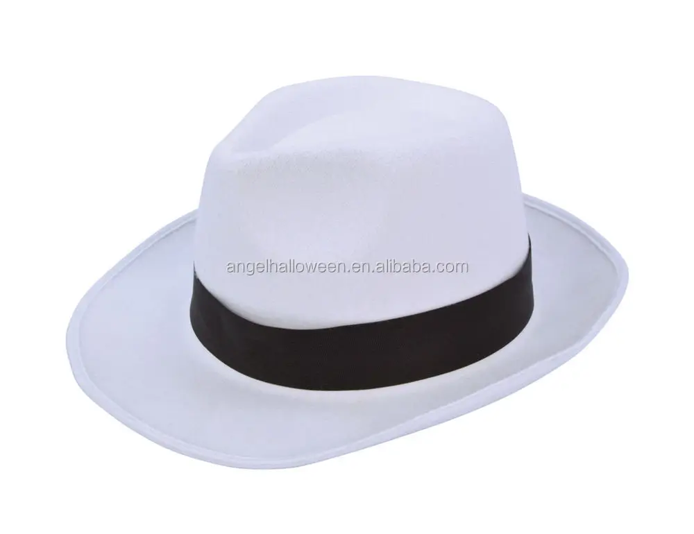 black gangster hat white band