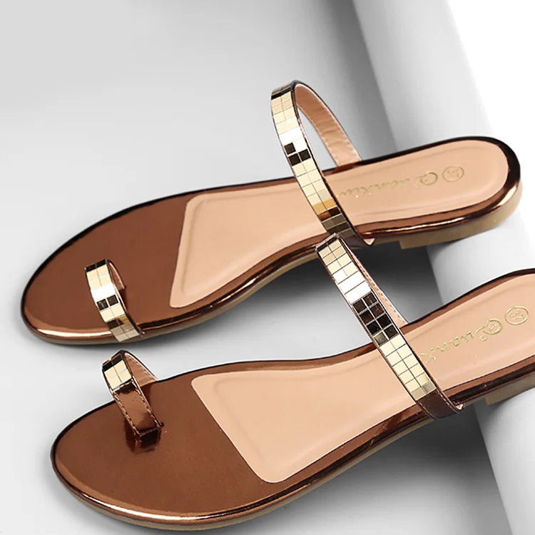 CX303 ladies flat sandals with pin buckles