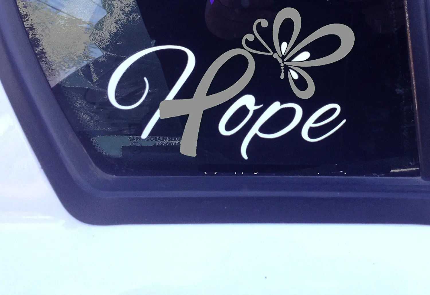 Hope Gray Awareness Ribbon Window Decal (Brain Tumor, Brain Cancer, Allergies, Aphasia, Asthma, Diabetes, Parkinson's)