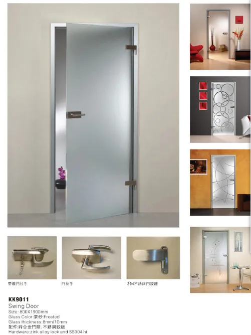 interior glass hinge swing door