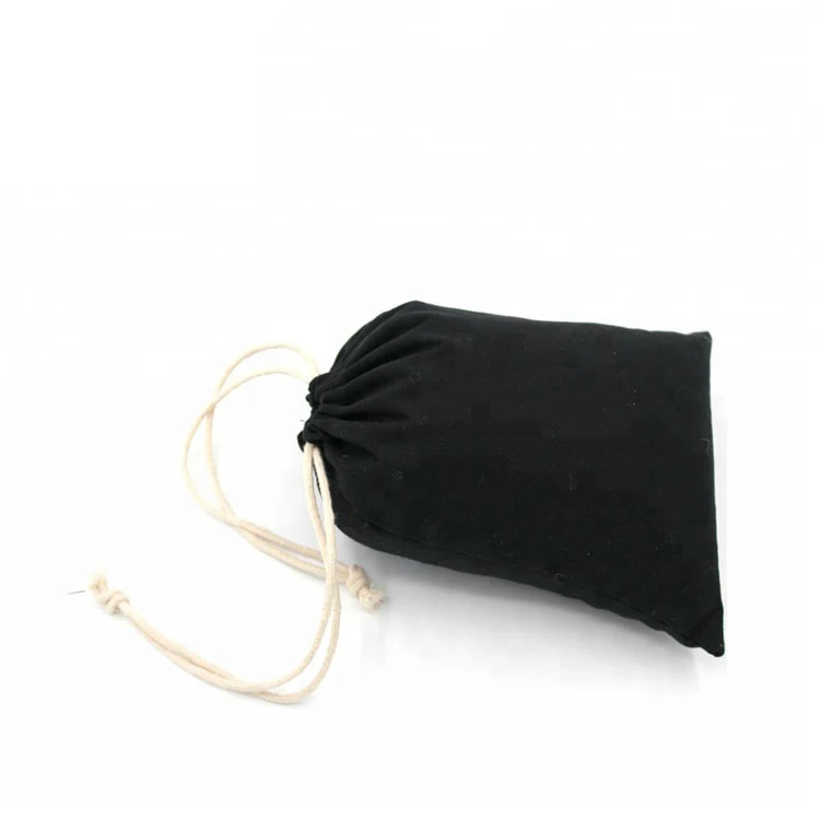 black cotton drawstring bag