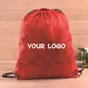 Wholesale polyester non woven cotton canvas material drawstring tote shopping bag