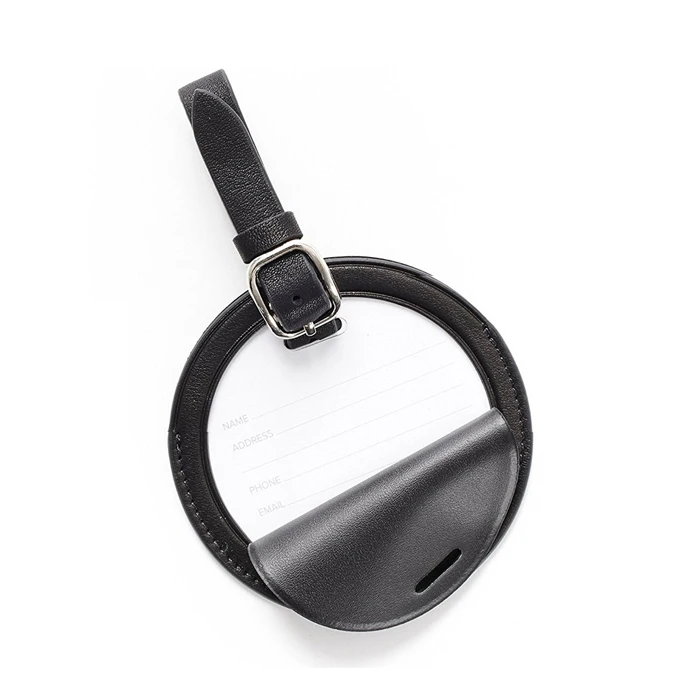 Wholesale Pu Leather Small Round Luggage Tag Travel Bag Id Label