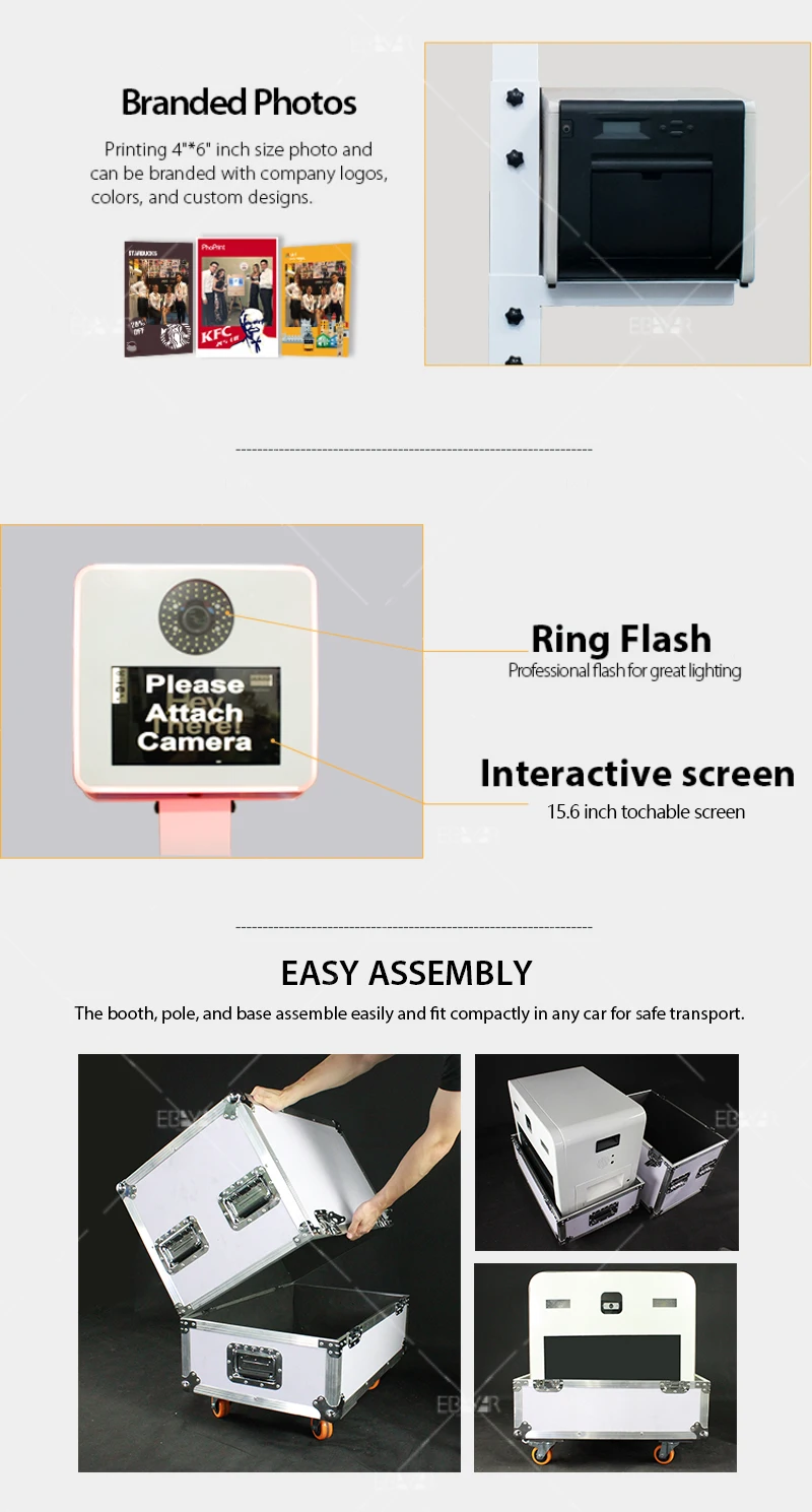 Amazing portable robot photo booth shell take photo with family and friends