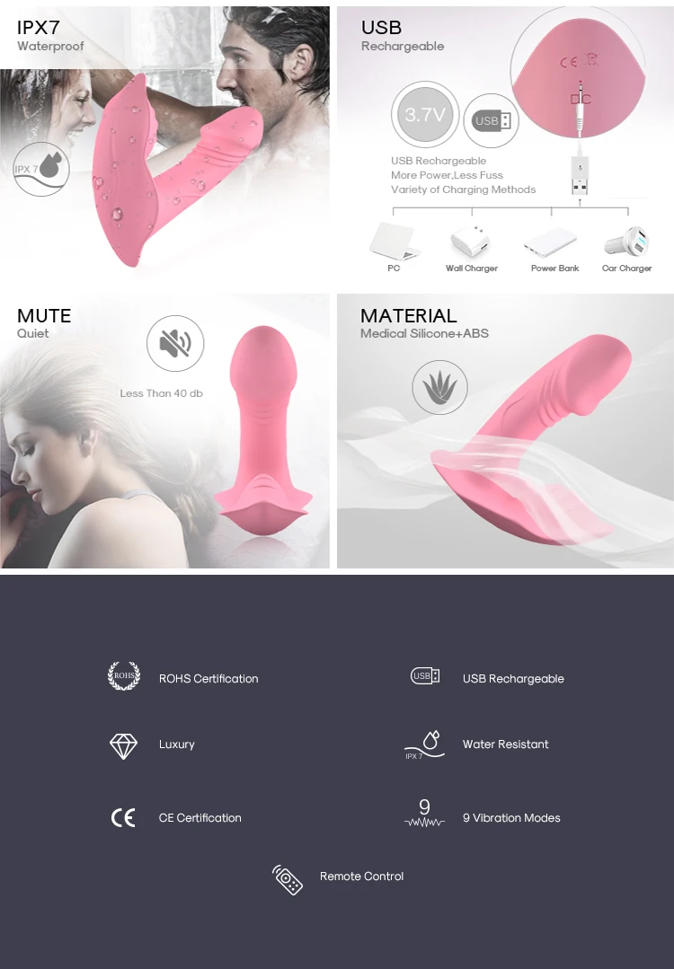 CE RoHS Certified thrusting wearble butterfly dildo vibrator adult sex toy manufacturer