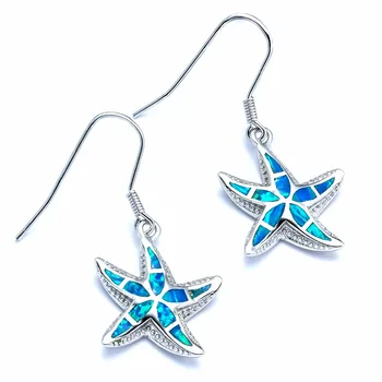 Fashion Man Made Blue Fire Sea Opal Starfish Jewelry Drop Earring Fashion Man Made Blue Fire Sea Opal Starfish Jewelry Drop Earring Wire Sets Mexican
