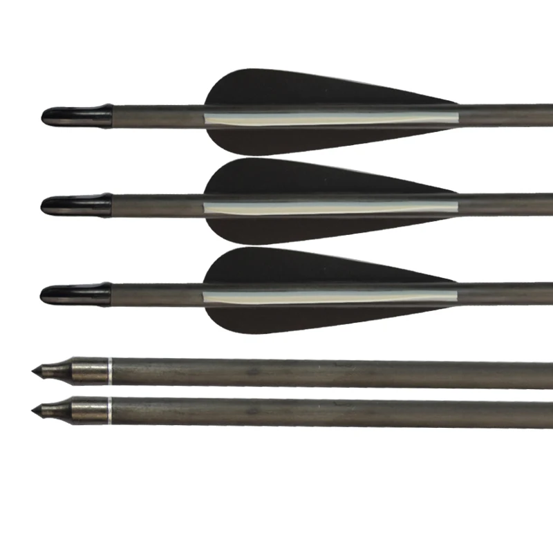 30" Sp340 Archery Carbon Arrow With Vane&points For Compound/recurve