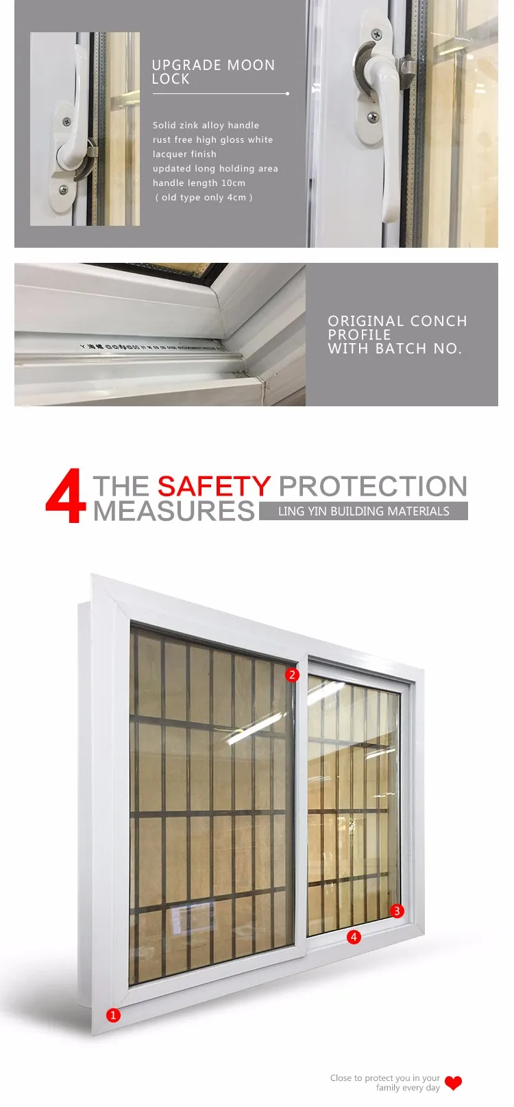 Hot Sale Upvc Window Hardware Vertical Sliding Window With Double Pane