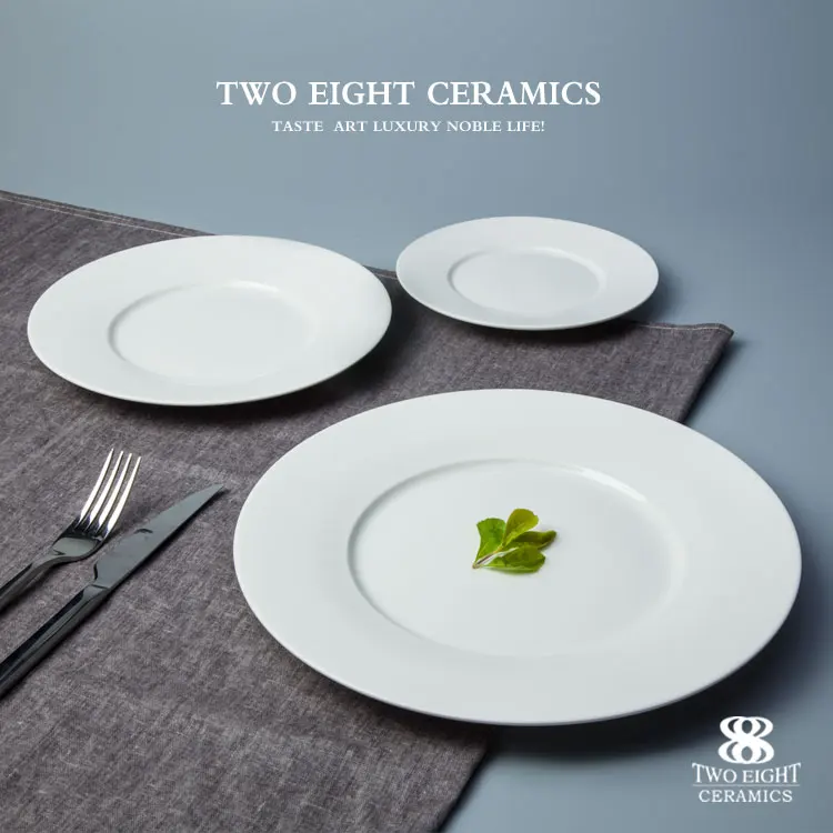 Chaozhou Porcelain Dinnerware Coupe Restaurant Ceramic Dishes Plates, Ceramic Dinner Plate<