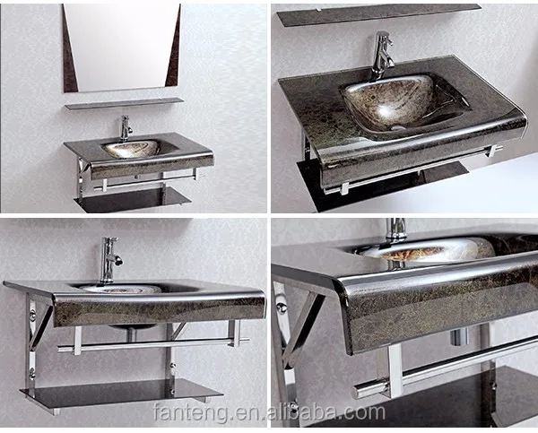 BSCI Modern Tempered Glass Basin for Bathroom Stainless Steel Support Glass Washing Vessel Sink Colored Bathroom Glass Basin