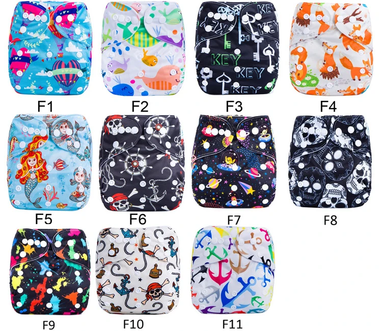 Animal Elephants Printed Baby Cloth Diapers Washable Cloth Nappies ...