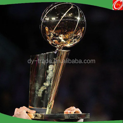 Custom Mirror Polished Gold Stainless Steel Trophy with Football Basketball Top