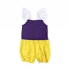 2018 summer newborn baby clothes romper white flutter sleeve deep purple top yellow dot shorts baby clothes romper