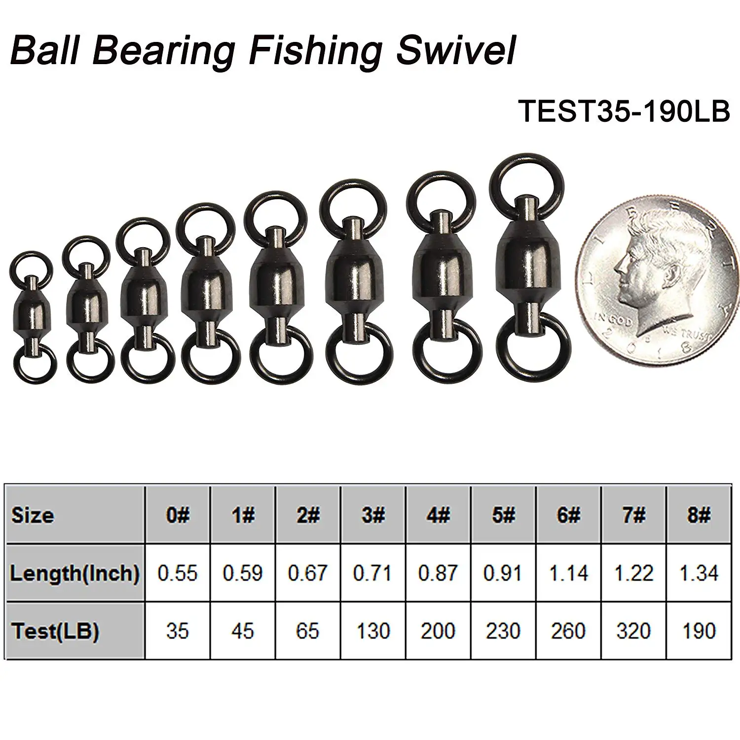 100 Copper 35lb390lb High Strength Fishing Ball Bearing Swivels Fish