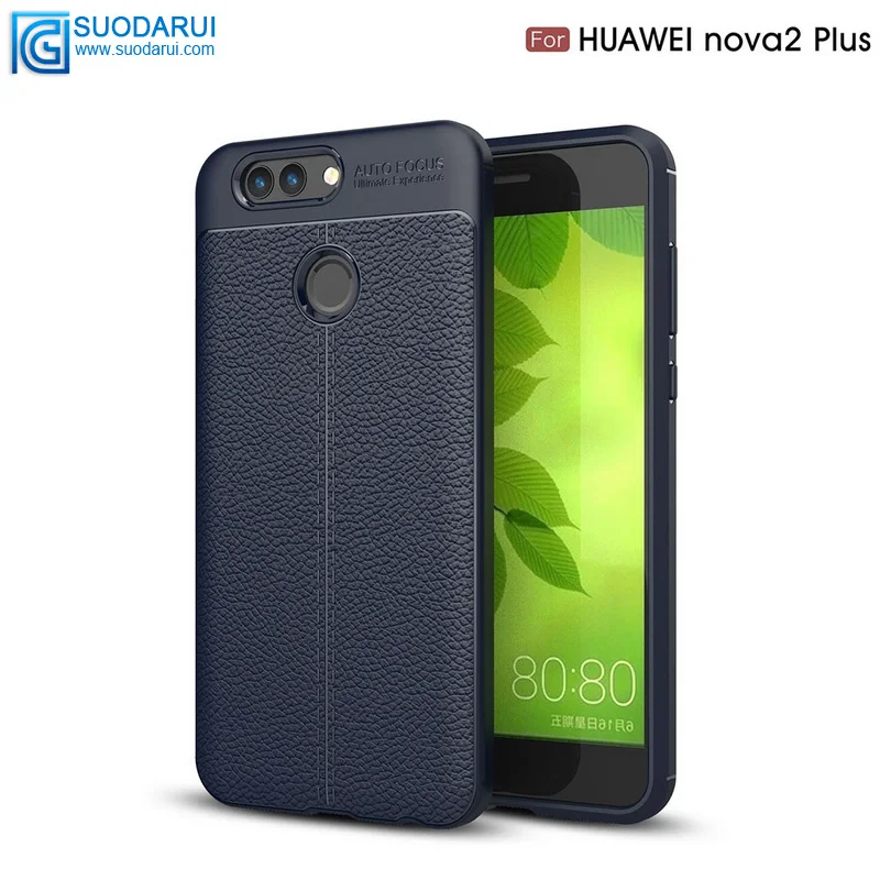 Shockproof Case Soft tpu case For huawei Nova2 plus Cover Litchi pattern