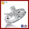 Silvery Latest Designs Christian Vintage Jewelry CZ Crystal Stone Jesus Cross Pussy Ring