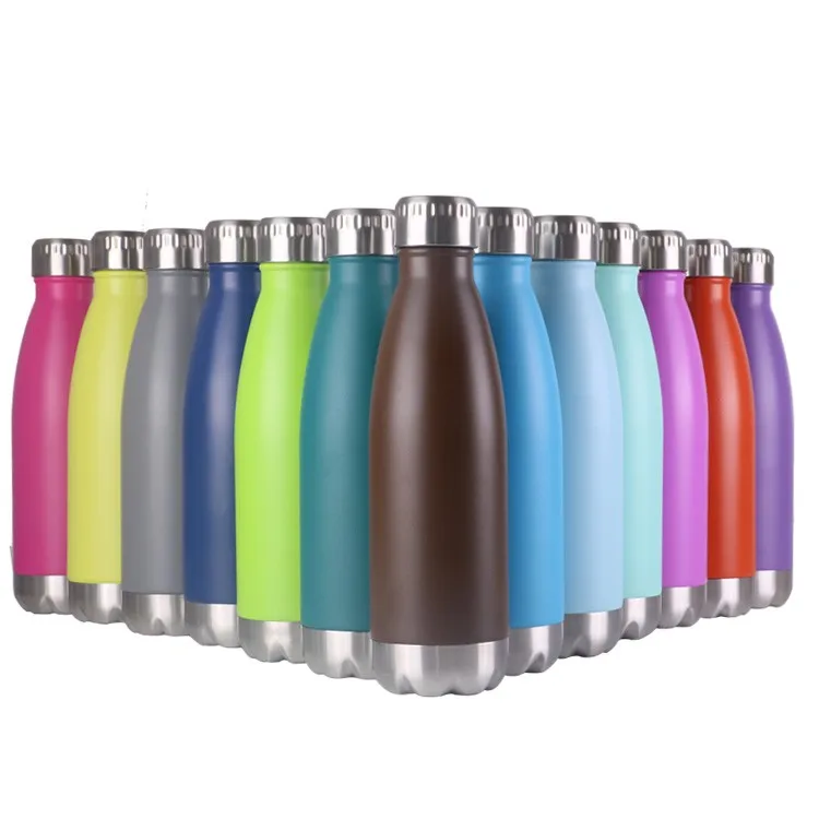 17oz Classic Cola Shape Stainless Steel Water Bottle With Plastic ...