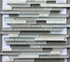 BS225 Browns and gray decorative strip clear glass mosaic and natural stone tiles for wall backsplash