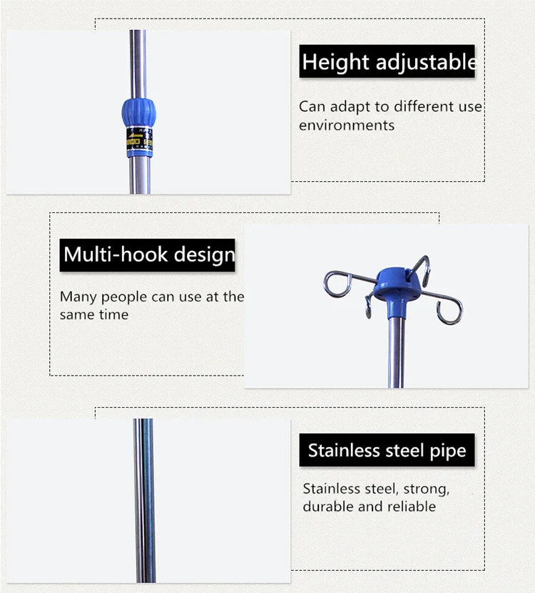 Most popular hospital furniture stainless steel IV drip stand ABS medical equipment