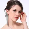 Attractive white stone 925 silver jewelry rose Long Chain Tassel Earring Cuff