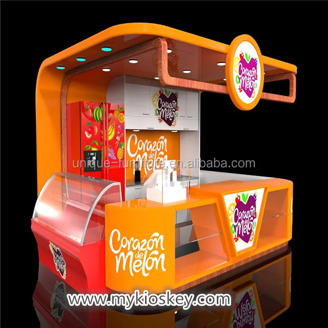 eye-catching beverage kiosk & fresh juice bar kiosk for shopping mall