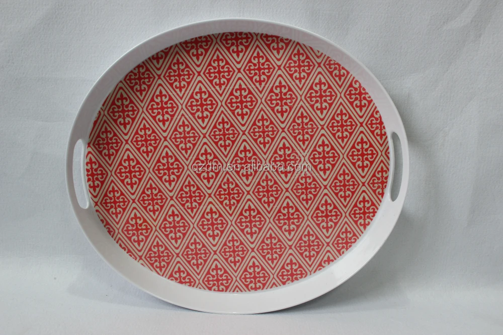 Melamine Serving tray Plastic oval with handle