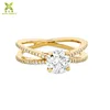 Fashion customized engagement white moissanite 18k yellow gold ring