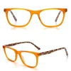 Acetate orange translucent glasses frame with demi legs