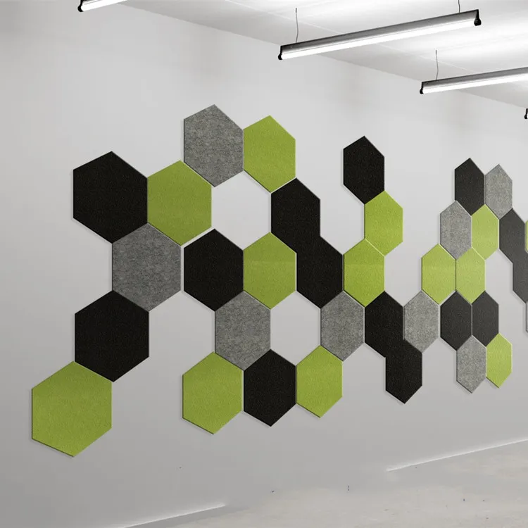 Sandwich Decorative Hexagon Acoustic Wall Panel Polyester Felt Fabric