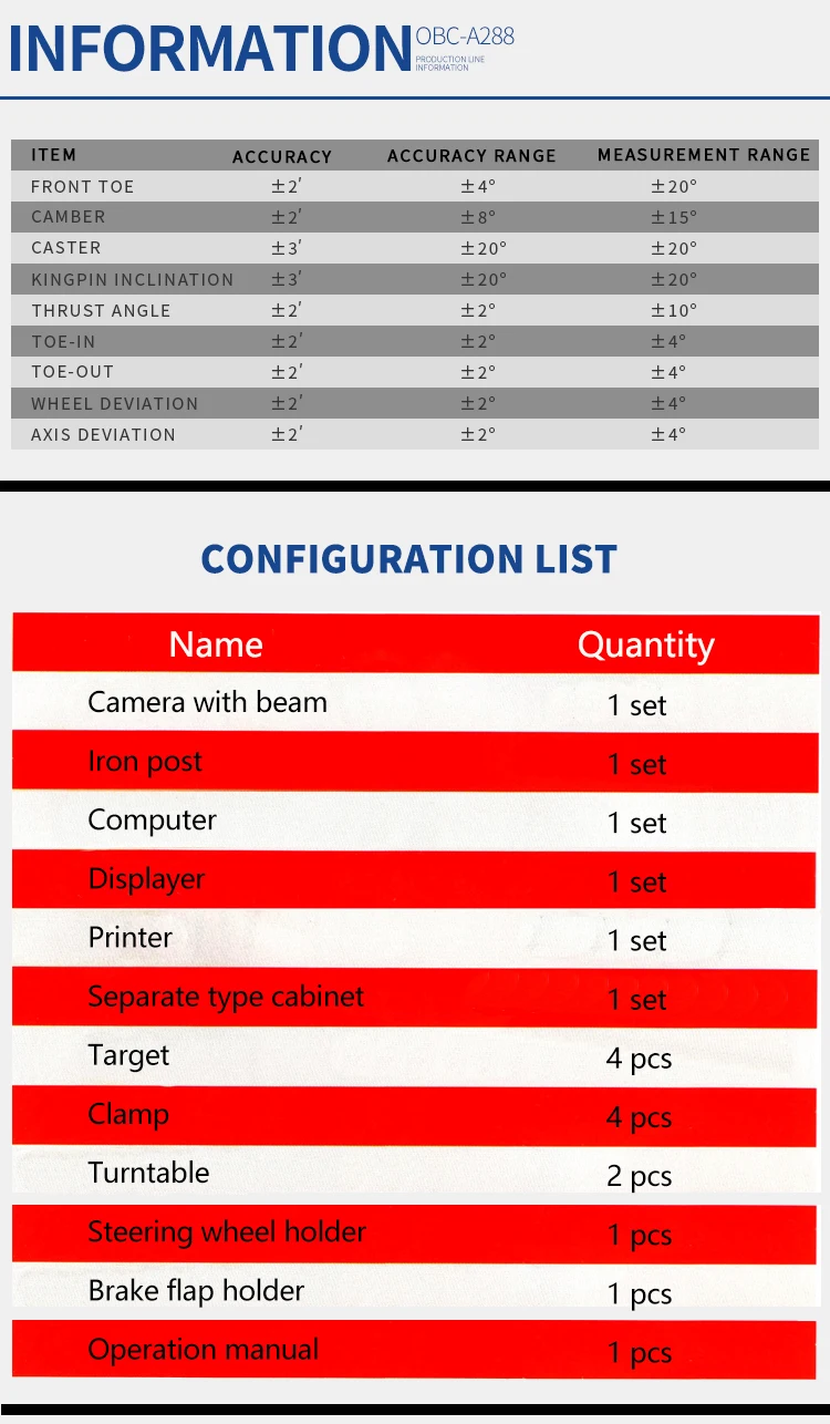 Obca288 Auto Wheel Car 3d Alignment Machine Equipment For