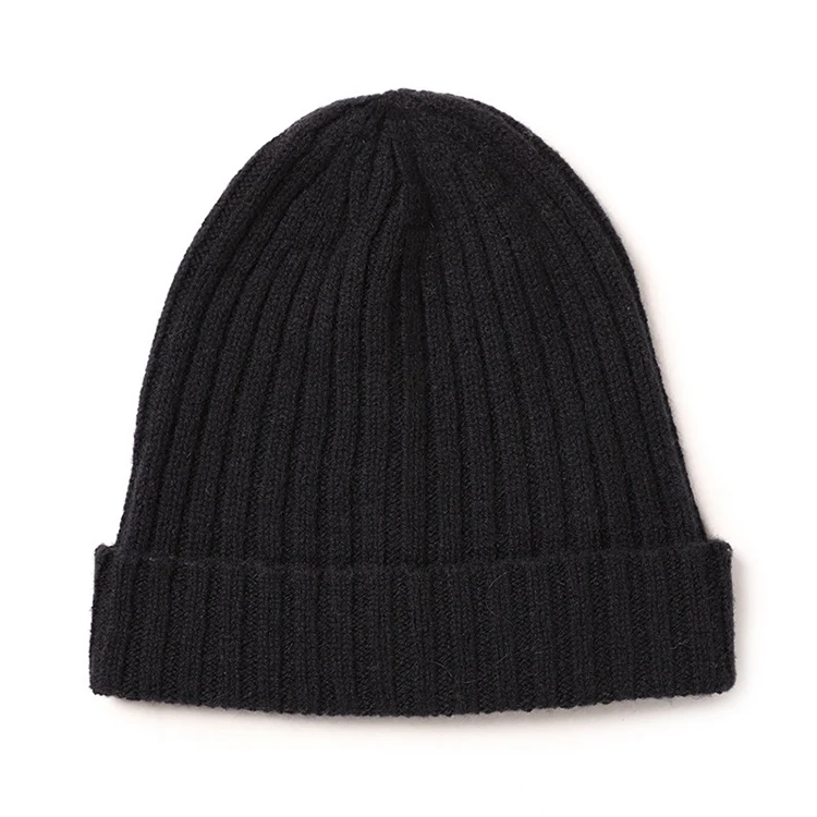 Custom Embroidery Logo Ribbed Cable Knit 100% Pure Cashmere Beanie Hats ...