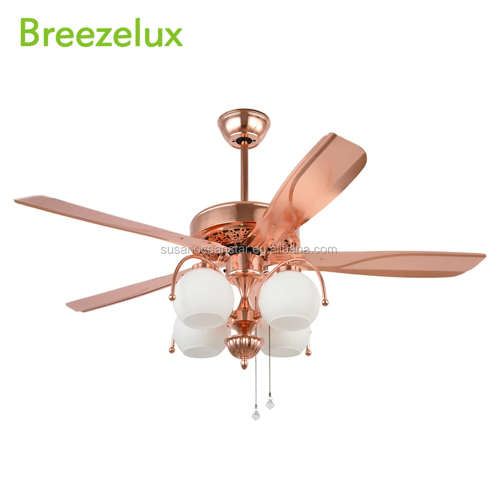 Modern Rose Gold Iron 5 Blades Zipper Control Ceiling Fan With Light Buy Ceiling Fan With Light Zipper Control Ceiling Fan With Light Ceiling Fan