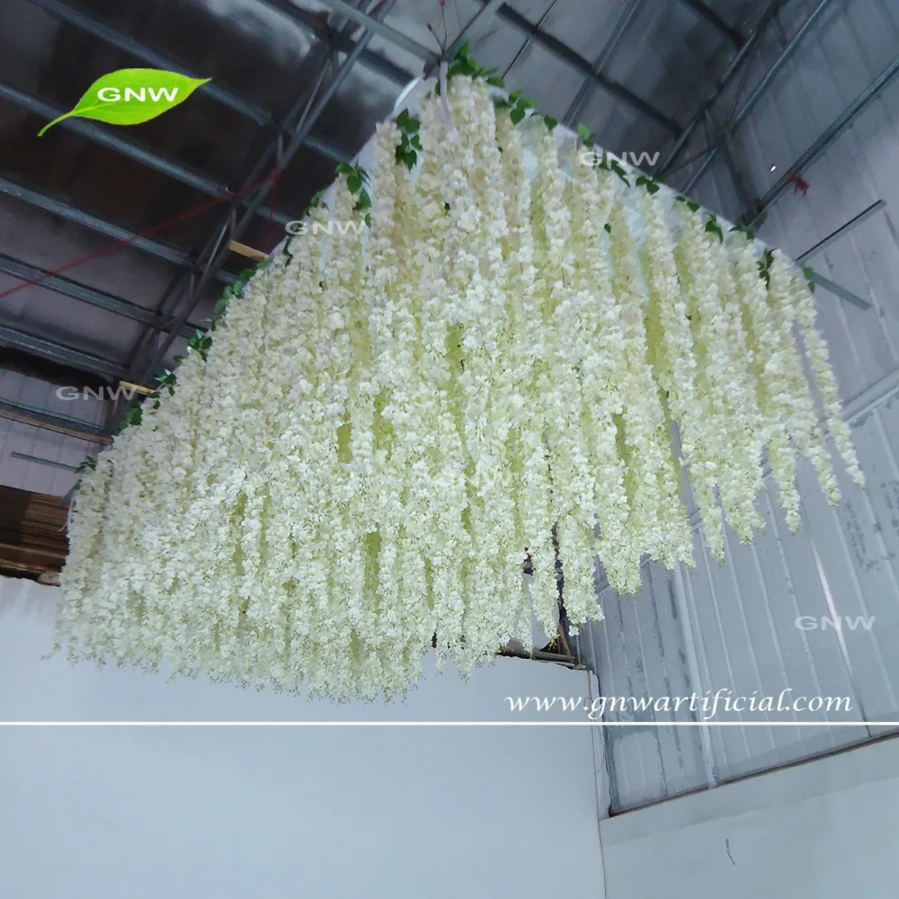 Gnw Artificial Wisteria Hanging Flower Ceiling Canopy For Wedding